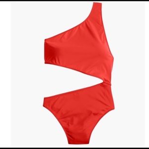 J. Crew Red Playa Tilden One-Shoulder Swimsuit